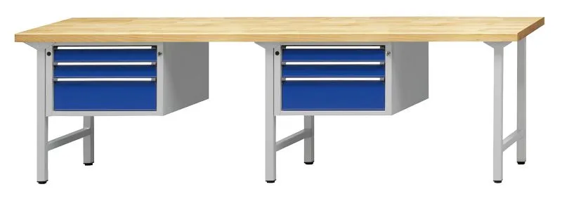 Bancada combinada de bancadas ANKE, modelo 633 V, 2800 x 700 x 840 mm, RAL 7035/5010, BMP 40 mm, 411.264