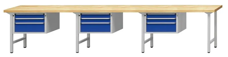 Bancada combinada de bancadas ANKE, modelo 643 V, 4050 x 700 x 840 mm, RAL 7035/5010, BMP 40 mm, 411.632