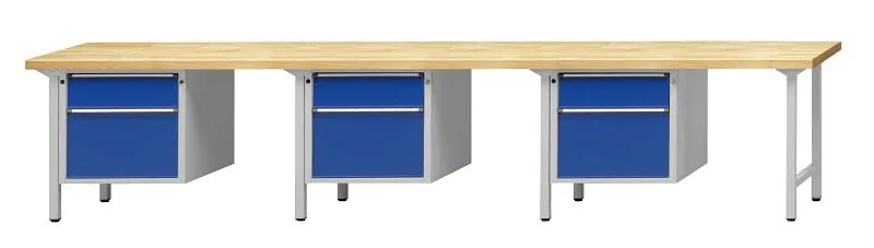 Bancada combinada de bancadas ANKE, modelo 741 V, 4050 x 700 x 840 mm, RAL 7035/5010, BMP 40 mm, 411.648