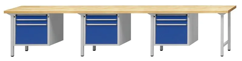 Bancada combinada de bancadas ANKE, modelo 742 V, 4050 x 700 x 890 mm, RAL 7035/5010, BMP 40 mm, 411.665