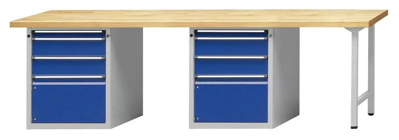 Bancada combinada de bancadas ANKE, modelo 906 V, 2800 x 700 x 840 mm, RAL 7035/5010, BMP 40 mm, 411.416