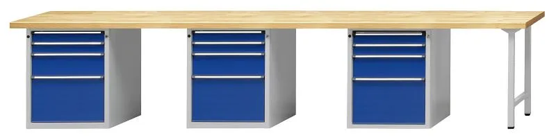 Bancada combinada de bancadas ANKE, modelo 927 V, 4050 x 700 x 840 mm, RAL 7035/5010, BMP 40 mm, 411.816