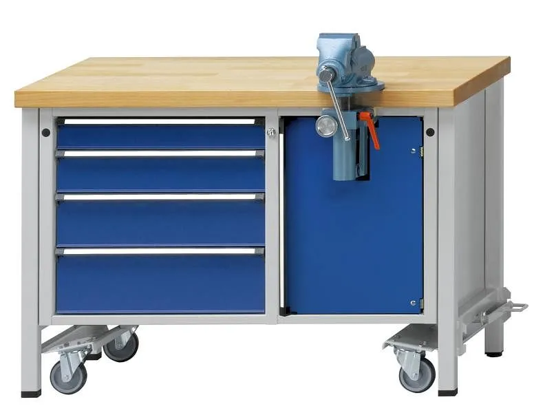 Bancada de montagem de bancadas ANKE, modelo 707 V, 1270 x 700 x 840 mm, RAL 7035/5010, BMP 40 mm, 340.042