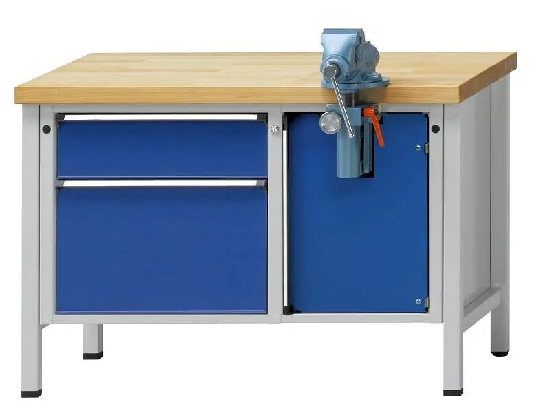 Bancada de montagem de bancadas ANKE, modelo 801 V, 1270 x 700 x 840 mm, RAL 7035/5010, BMPK 40 mm, 340.108