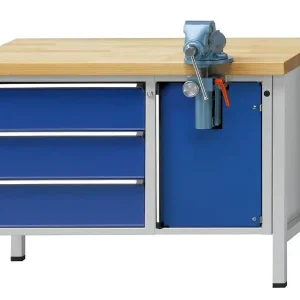 Bancada de montagem de bancadas ANKE, modelo 806 V, 1270 x 700 x 840 mm, RAL 7035/5010, BMP 40 mm, 340.136