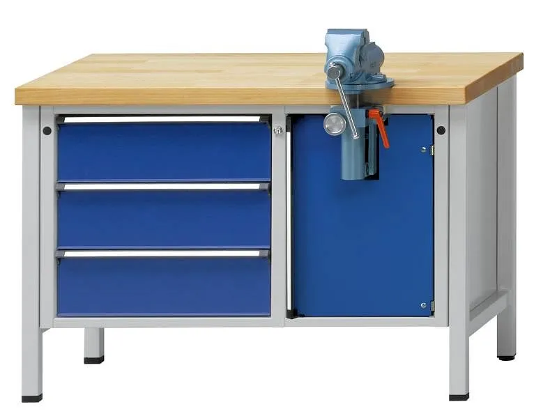 Bancada de montagem de bancadas ANKE, modelo 806 V, 1270 x 700 x 840 mm, RAL 7035/5010, BMP 40 mm, 340.136