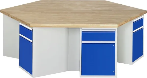 Bancada de trabalho de grupo RAU série 4000, 6 x gavetas, 6 x portas, 6 x prateleiras, 2700x840x2340 mm, 03-467-135B4S.11