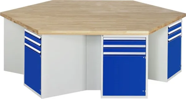 Bancada de trabalho de grupo RAU série 4000, 12 x gavetas, 2700x840x2340 mm, 03-492-135B4S.11