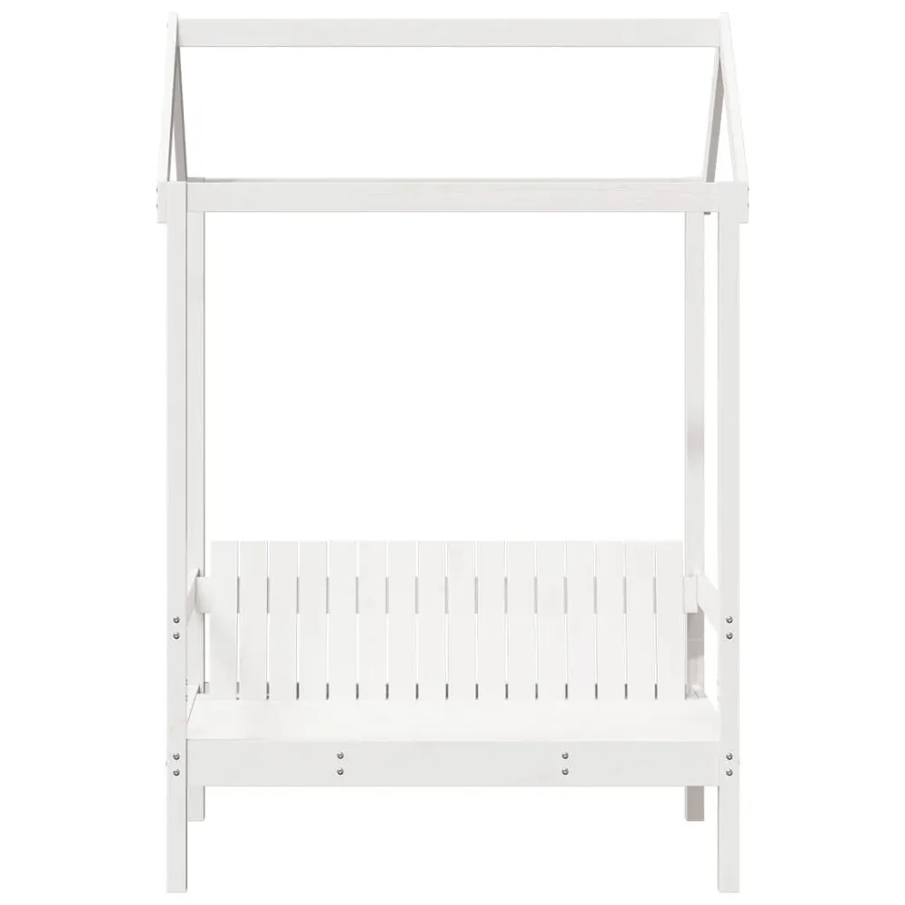 Banco com telhado 117,5x70x176,5 cm pinho maciço branco | à Prova de Choque