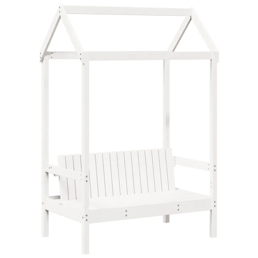 Banco com telhado 117,5x70x176,5 cm pinho maciço branco | à Prova de Choque
