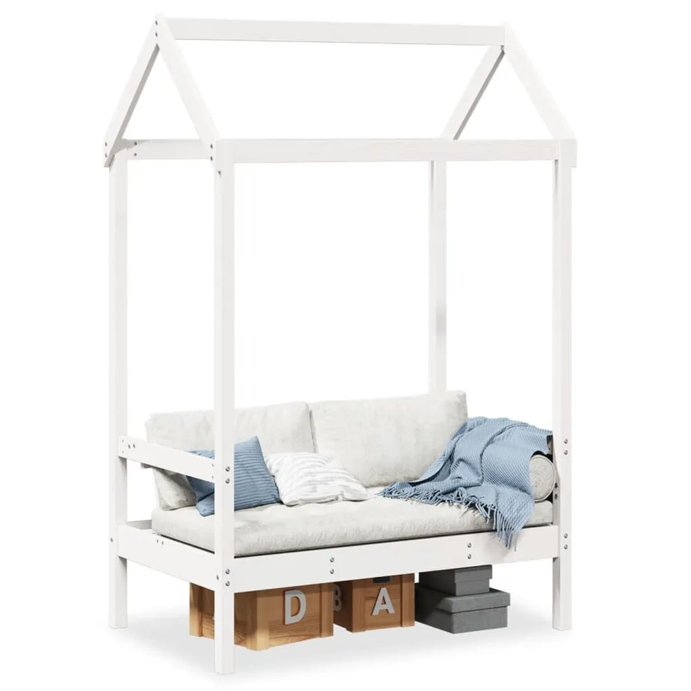 Banco com telhado 117,5x70x176,5 cm pinho maciço branco | à Prova de Choque