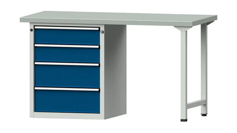 Bancada combinada de bancadas ANKE, modelo 816 V, 1500 x 700 x 840 mm, RAL 7035/5010, ZBP 40 mm, 415.012