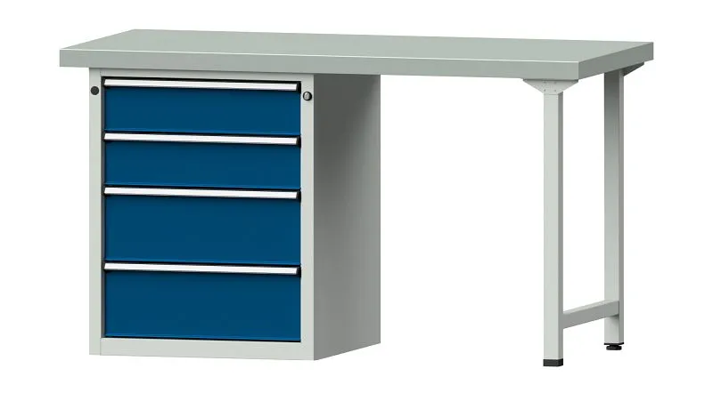 Bancada combinada de bancadas ANKE, modelo 816 V, 1500 x 700 x 850 mm, RAL 7035/5010, ZBP 50 mm, 415.014
