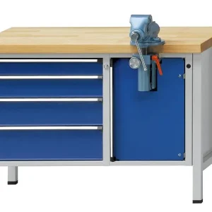 Bancada de montagem de bancadas ANKE, modelo 807 V, 1270 x 700 x 840 mm, RAL 7035/5010, ZBP 40 mm, 340.146