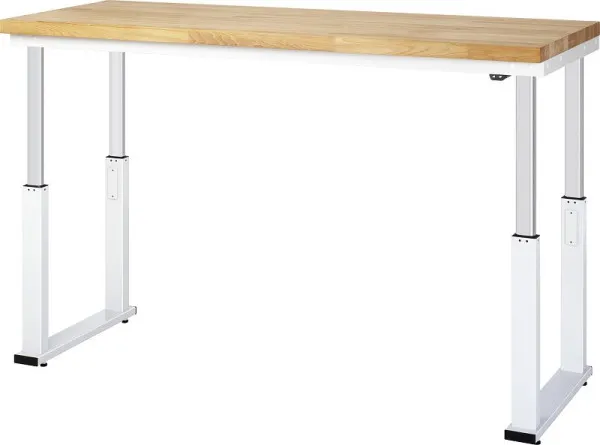 Bancada de trabalho RAU série adlatus 600, W3000 x D700 x H740-1140 mm, bancada com revestimento laminado rígido (HPL), es...