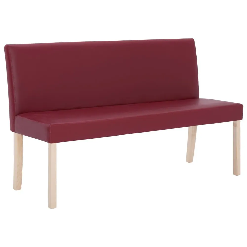 Banco 139,5 cm couro artificial vermelho tinto