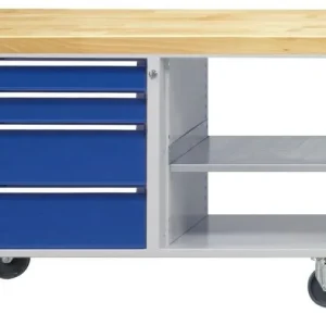 Carrinho de oficina de bancadas ANKE, modelo 111 V, 1140 x 650 x 790 mm, RAL 7035/5010, BMP 40 mm, 460.003