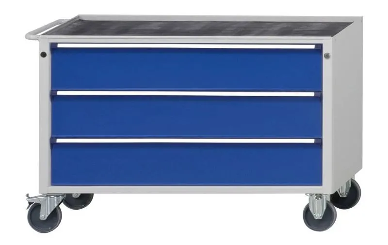Carrinho de oficina de bancadas ANKE, modelo 153 V, 1140 x 650 x 790 mm, RAL 7035/5010, BMP 40 mm, 460.055