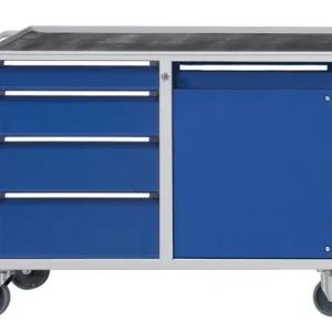 Carrinho de oficina de bancadas ANKE, modelo 215 V, 1140 x 650 x 850 mm, RAL 7035/5010, BMP 40 mm, 460.101