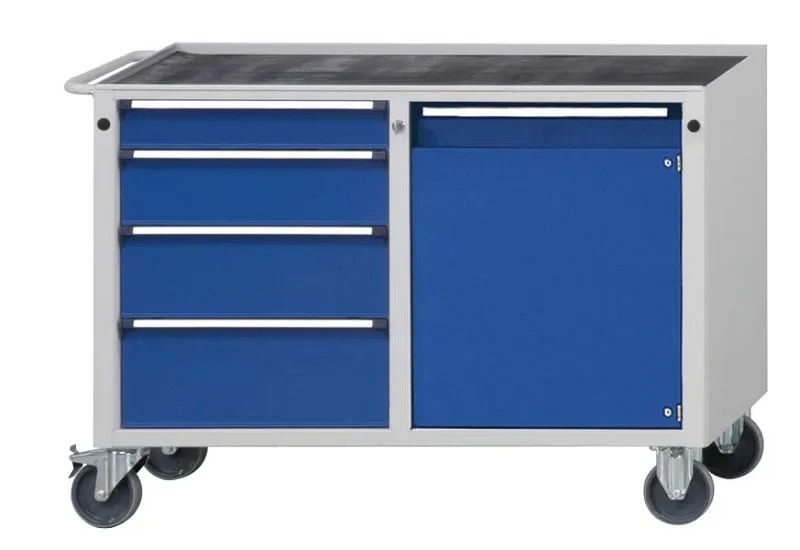Carrinho de oficina de bancadas ANKE, modelo 215 V, 1140 x 650 x 850 mm, RAL 7035/5010, BMP 40 mm, 460.101
