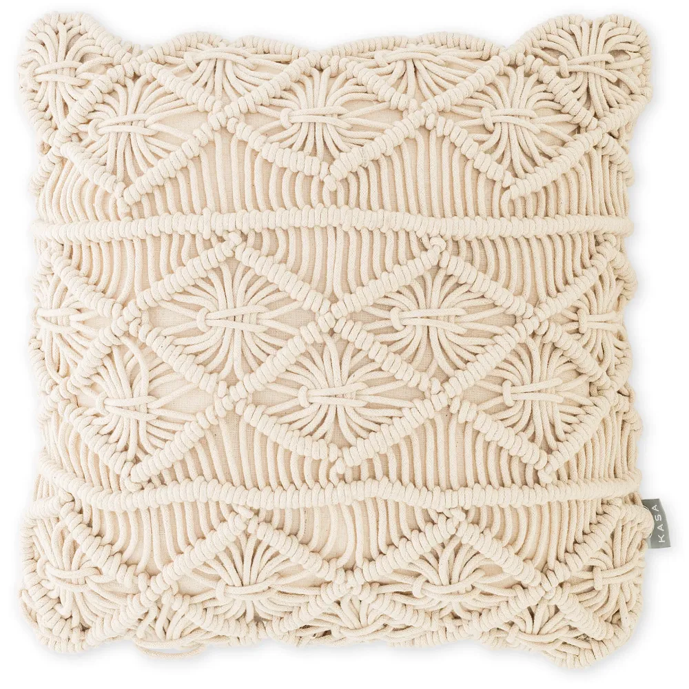 Almofada 45x45cm Macramé 3 Barras em Nylon Resistente