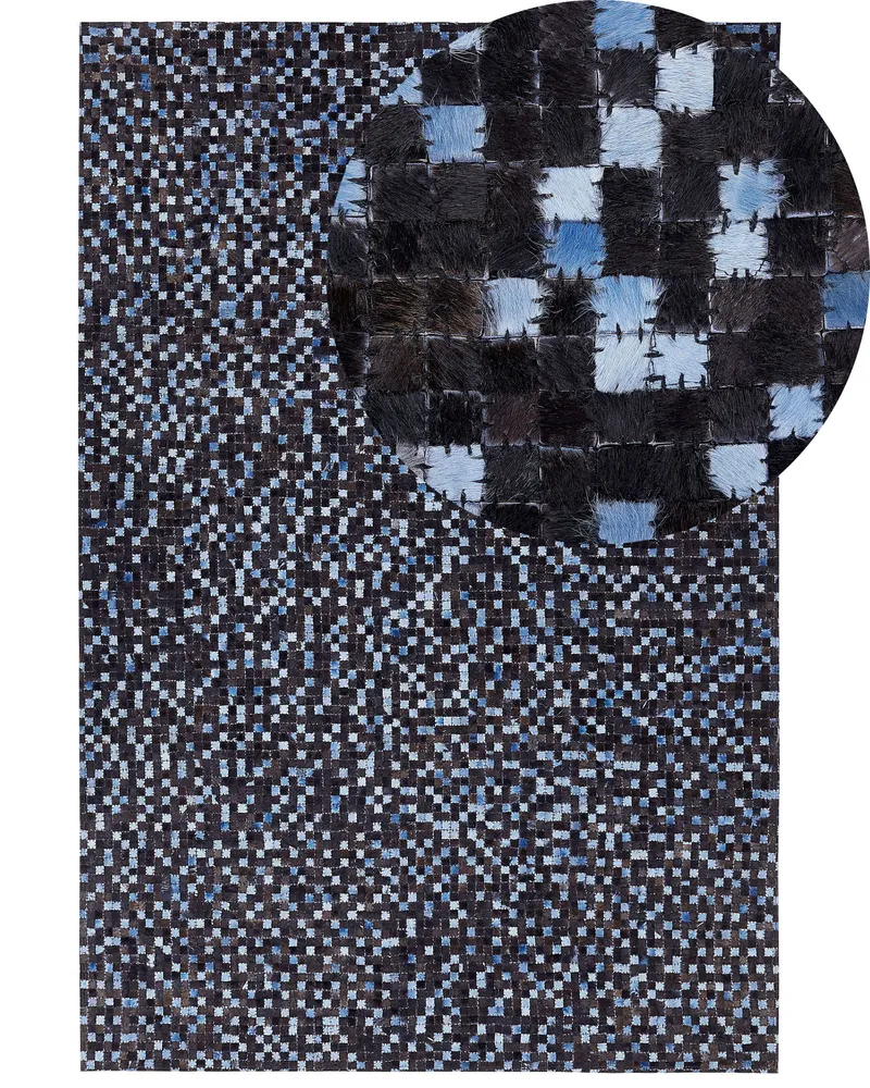 Cowhide Area Rug 160 x 230 cm Brown and Azul IKISU