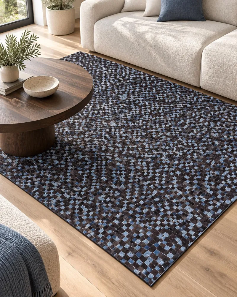 Cowhide Area Rug 160 x 230 cm Brown and Azul IKISU