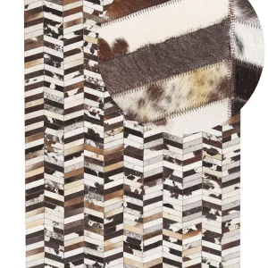 Cowhide Area Rug 160 x 230 cm Chocolate and White AKYELE