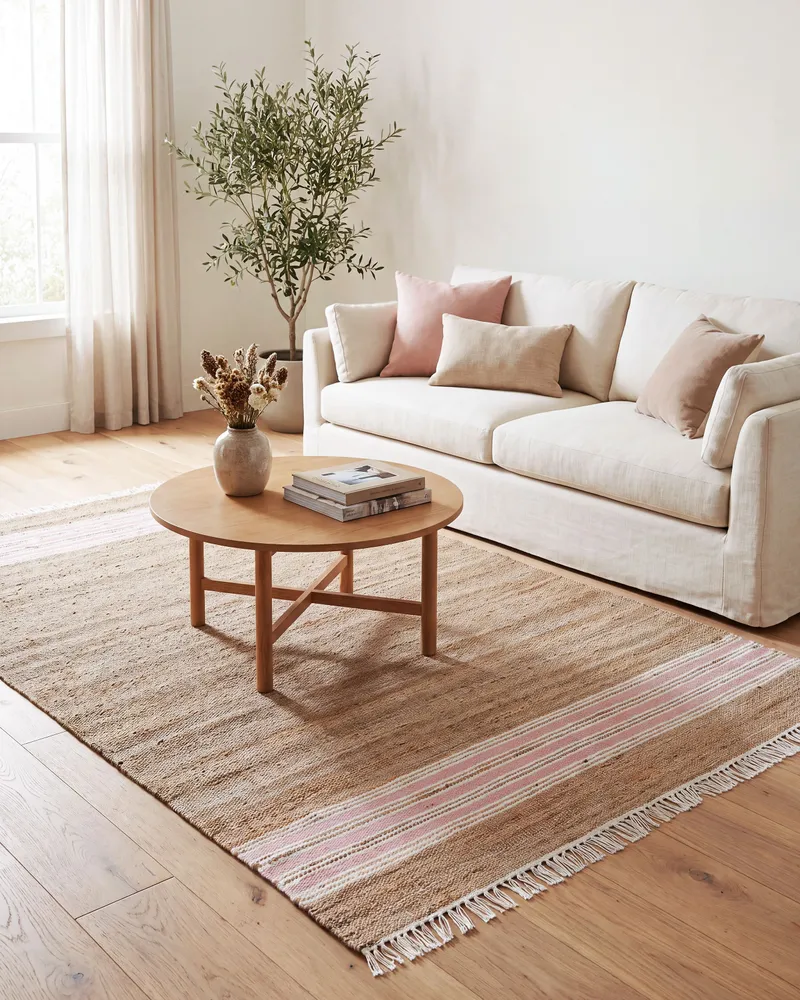 Jute Area Rug 160 x 230 cm Beige and Pastel Flamingo MIRZA