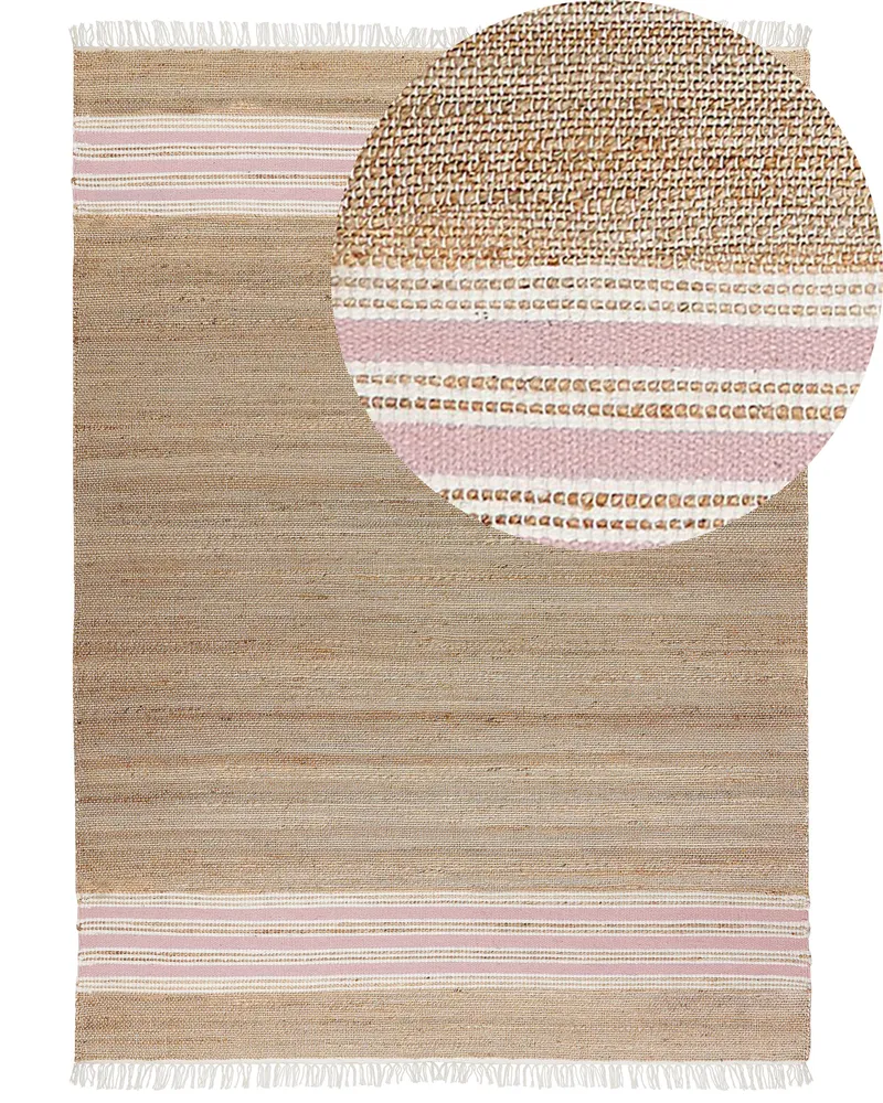 Jute Area Rug 160 x 230 cm Beige and Pastel Flamingo MIRZA