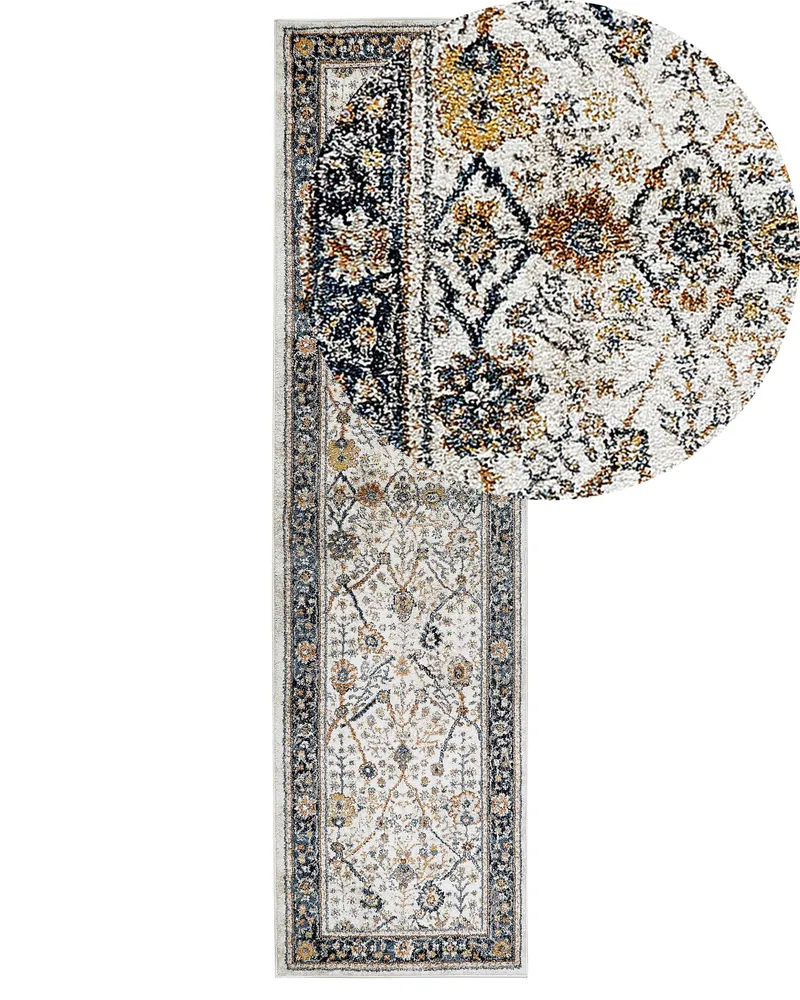 Runner Rug 80 x 300 cm Bege claro and Blue ARATES