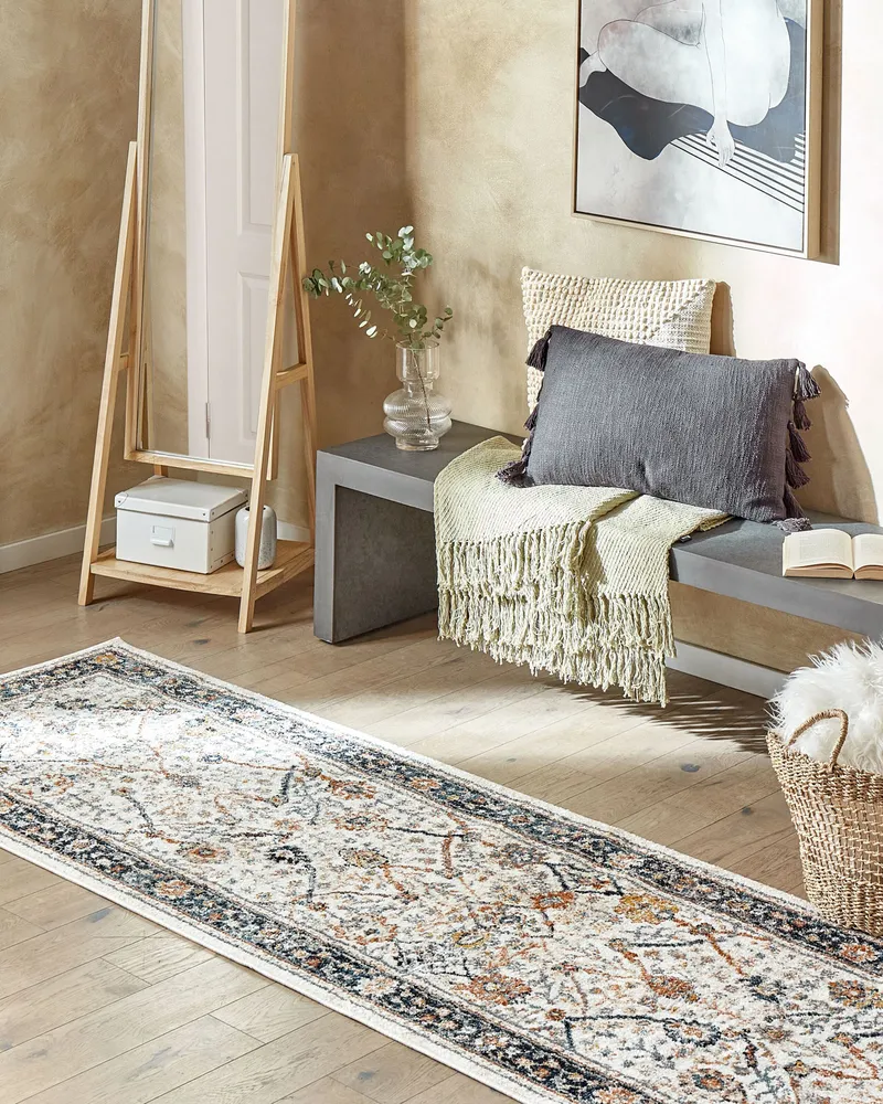 Runner Rug 80 x 300 cm Bege claro and Blue ARATES