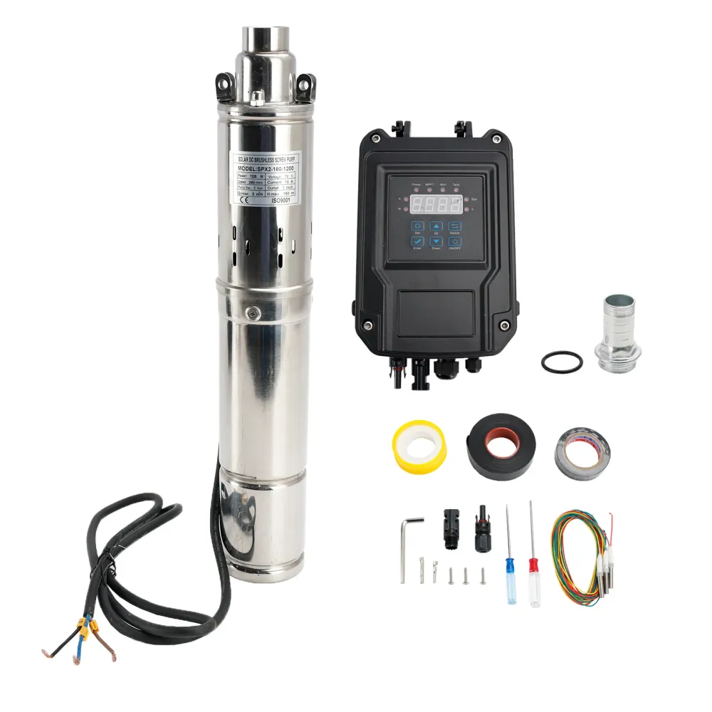 3" Bomba de água submersível solar de poço profundo de 72 V e 1,2 kW com cabeç de 180 m