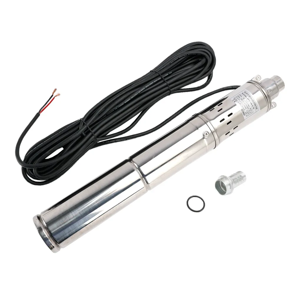 3" Bomba solar de parafuso MPPT de 48 V e 750 W, submersível para poço profundo, altura manométrica máxima de 140 m
