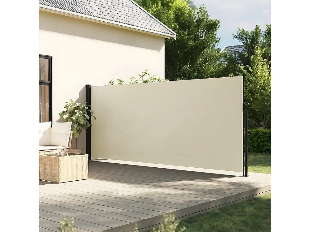 Toldo lateral retrátil 180x600 cm cor creme | Resistente à Corrosão |