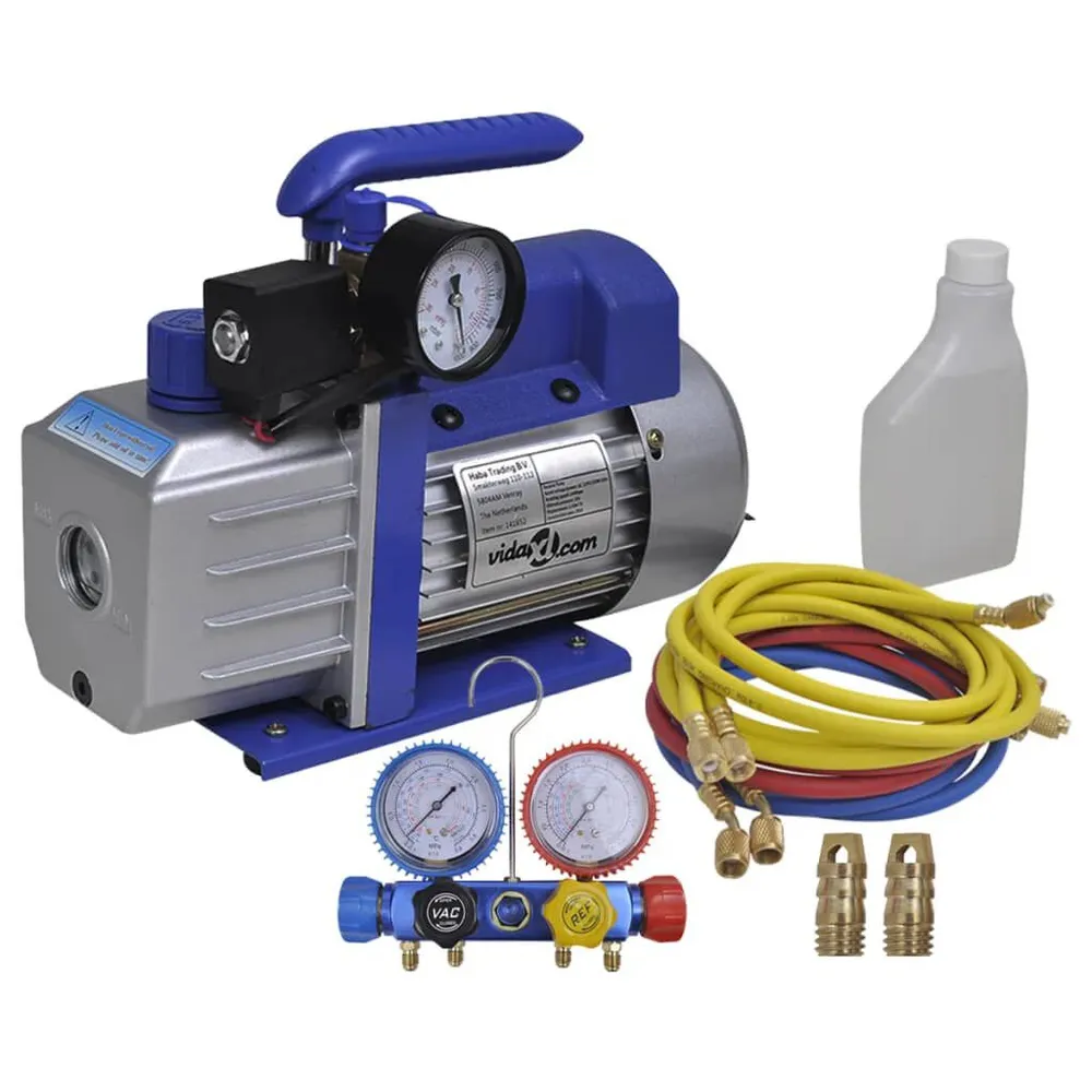 Bomba de vácuo estágio édito com conjunto manómetros de 4 vias | Kit Completo