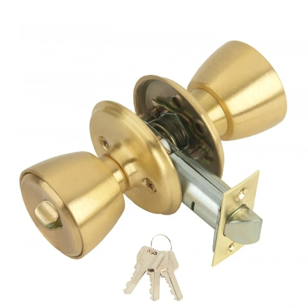 Maçaneta MCM 501B com chave e fechadura, entrada em latão, 60 mm.