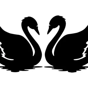 Decoração em Metálico Cisnes 2, Preto, 80x0,15x42 cm, EPIKASA