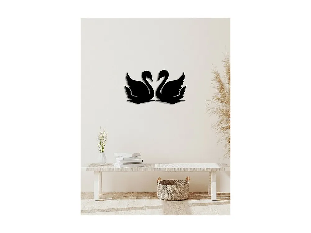 Decoração em Metálico Cisnes 2, Preto, 80x0,15x42 cm, EPIKASA