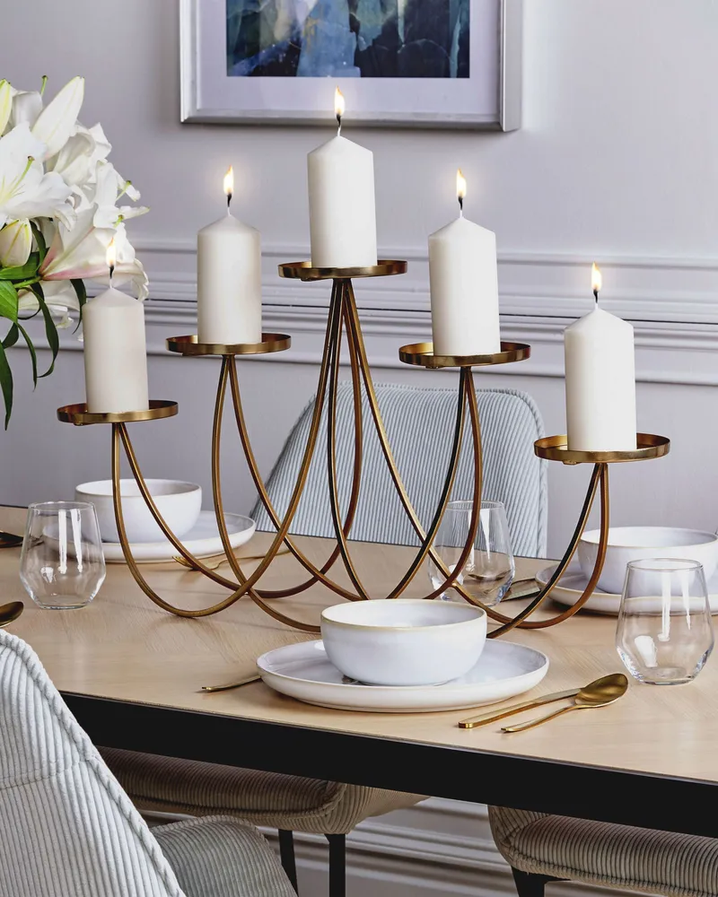 Candelabro BUARAN Metálico Dourado para Som de Emergência