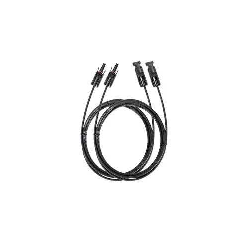 Cabo Extensão EcoFlow MC4 para Panéis Solares / Geradores - 2 Unidades - Preto - Compatível com Motorhome