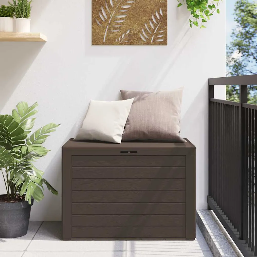 Caixa de arrumação de jardim 78x44x55 cm castanho à Prova d'Água