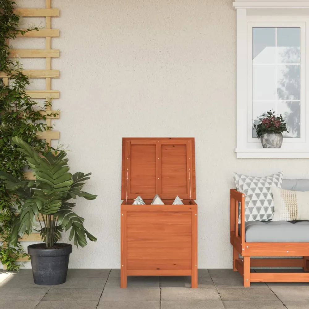 Caixa de arrumação para jardim 50x49x56,5cm abeto maciço castanho com Garantia de 1 Ano