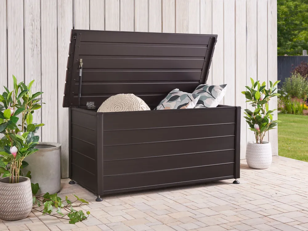 Caixa de arrumação para jardim castanha escura 123 x 60 cm CAMPALTO em Tela de Poliéster
