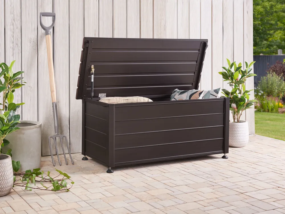 Capa para Caçamba Caixa de arrumação para jardim castanha escura 113 x 50 cm CAMPALTO