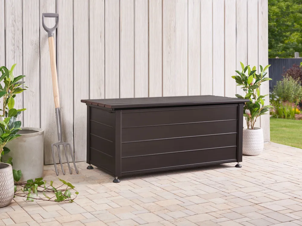 Capa para Caçamba Caixa de arrumação para jardim castanha escura 113 x 50 cm CAMPALTO