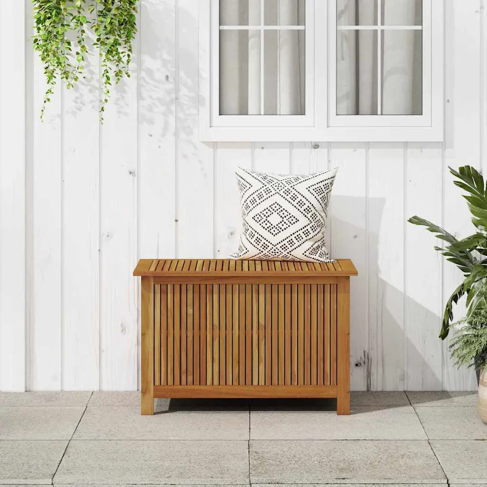 ço Galvanizado Caixa arrumação para jardim 90x50x58cm madeira acácia maciç