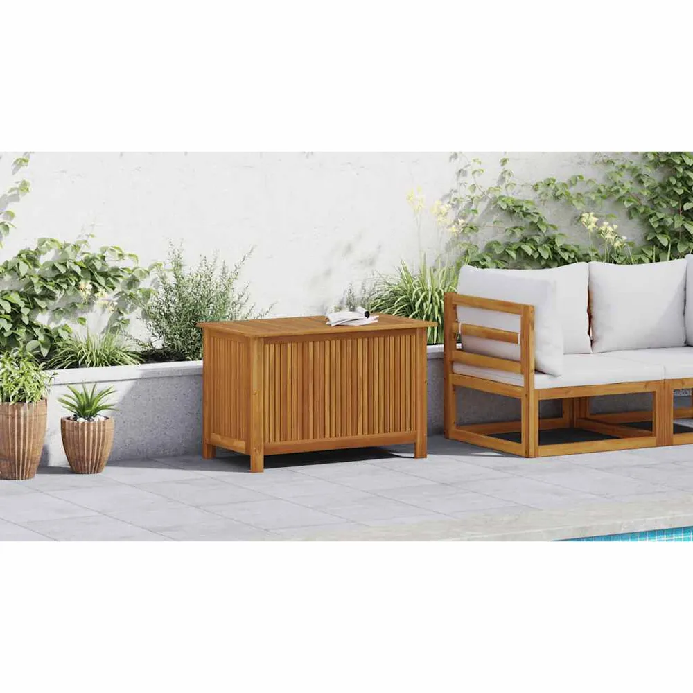 ço Galvanizado Caixa arrumação para jardim 90x50x58cm madeira acácia maciç