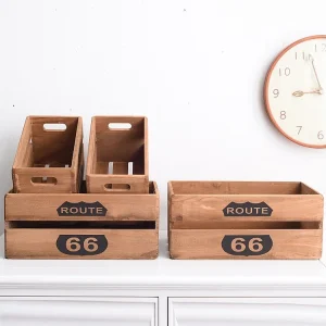 Kit Completo Conjunto 4 Caixas de Madeira Castanho 15x35x22
