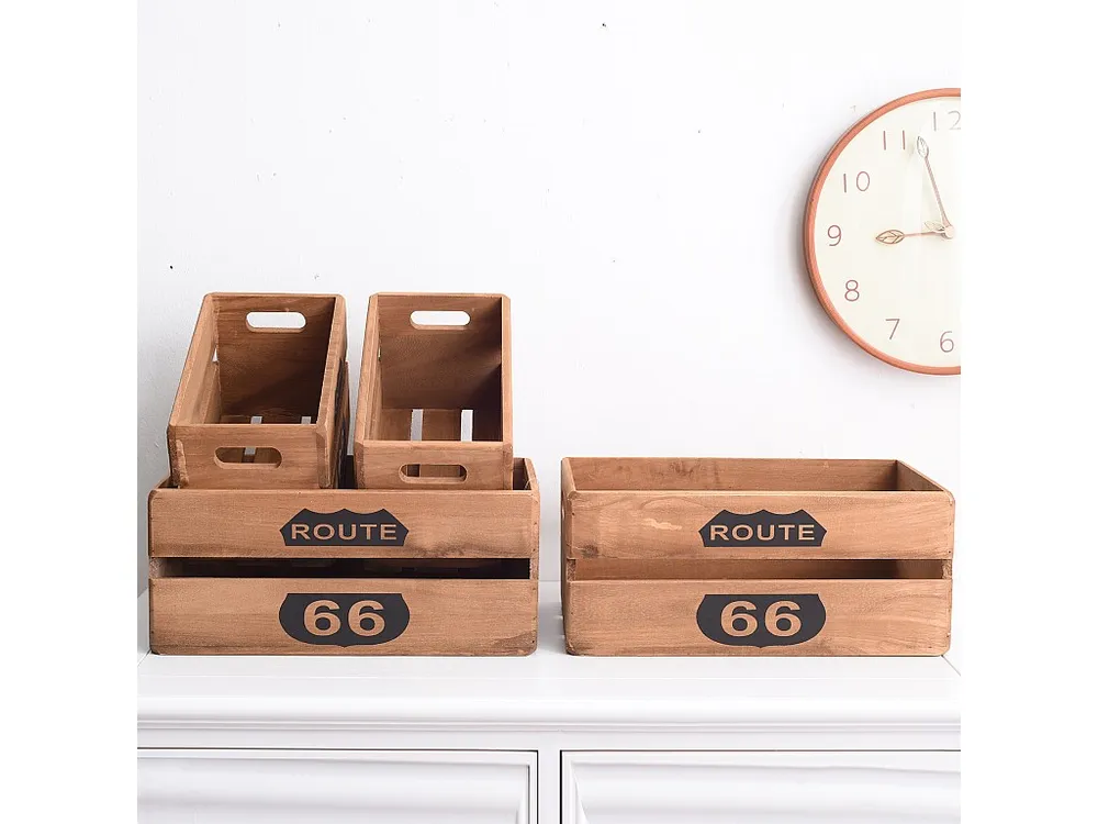 Kit Completo Conjunto 4 Caixas de Madeira Castanho 15x35x22